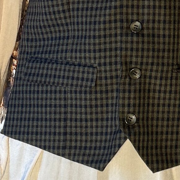 Paisley & Gray SZ M Unisex Plaid Vest Printed Back Menswear Cottage Prairie Tim - Picture 7 of 13